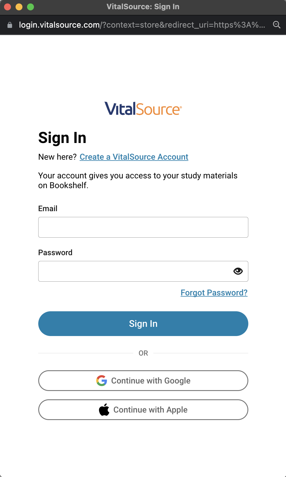 Create an account with sign-in button
